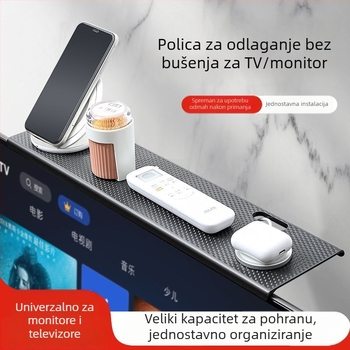 Plastični nosač za set-top box, TV/monitor i usmjerivač — bez bušenja, kuka tip držača, 1 razina