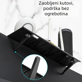 Plastični nosač za set-top box, TV/monitor i usmjerivač — bez bušenja, kuka tip držača, 1 razina