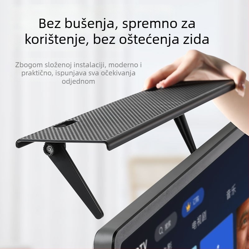 Plastični nosač za set-top box, TV/monitor i usmjerivač — bez bušenja, kuka tip držača, 1 razina
