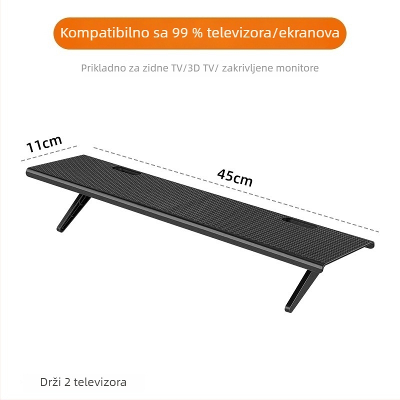 Plastični nosač za set-top box, TV/monitor i usmjerivač — bez bušenja, kuka tip držača, 1 razina