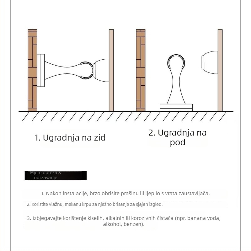 Magnetski držač vrata, model 138, cinkova legura, zidna montaža, elektroplatirani završni premaz