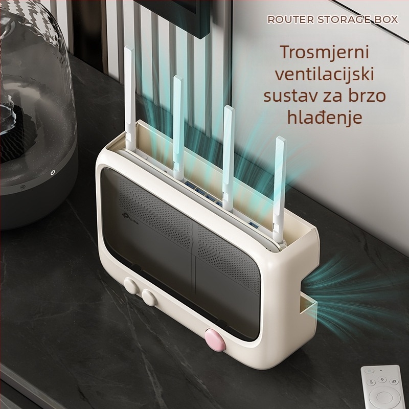Kutija za pohranu routera, zidna montaža, bez bušenja, ABS materijal, 1 pretinac, 1 sloj, za modem/Set-Top Box