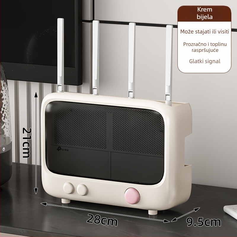 Kutija za pohranu routera, zidna montaža, bez bušenja, ABS materijal, 1 pretinac, 1 sloj, za modem/Set-Top Box