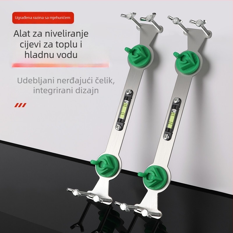 Mekala nehrđajući čelik cijevni nivelator za toplu i hladnu vodu, lociranje tuša, ugradnja miješača za tuš, dvostruki nosač s 4 točke