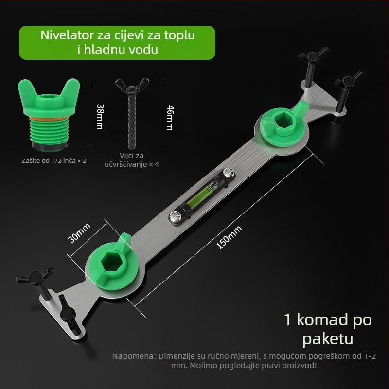 Mekala nehrđajući čelik cijevni nivelator za toplu i hladnu vodu, lociranje tuša, ugradnja miješača za tuš, dvostruki nosač s 4 točke
