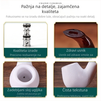 Forten lula od smole sa sepiolitom, savijen dizajn, bijeli filter, crveni kraj