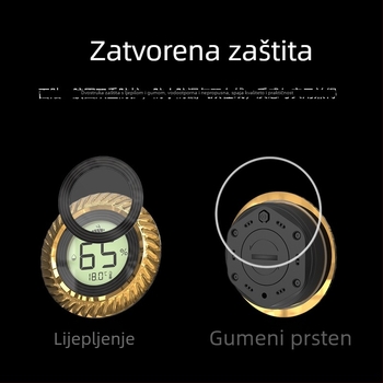 Digitalni higrometar za cigare s mjerenjem temperature i vlage: raspon temperature 0–60°C, raspon vlage 1–99% RH, rezolucija temperature 0.1°C, rezolucija vlage 1%