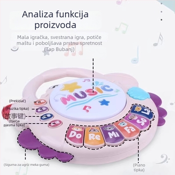 Dječja igračka: rak-oblika ručni bubanj uz glazbenu priču, elektronička tipkovnica za djecu 0–3 godine (plastika; razvoj emocija i vida; rana edukacija)