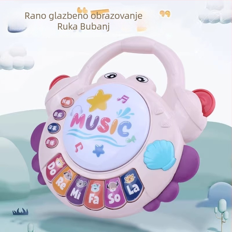 Dječja igračka: rak-oblika ručni bubanj uz glazbenu priču, elektronička tipkovnica za djecu 0–3 godine (plastika; razvoj emocija i vida; rana edukacija)