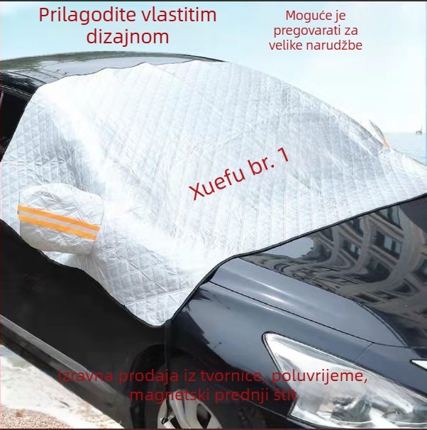 Zimska navlaka za vjetrobran automobila (Aluminijska folija; Debljina materijala; Karirani uzorak; Ugradnja kartom; Težina 360 g)