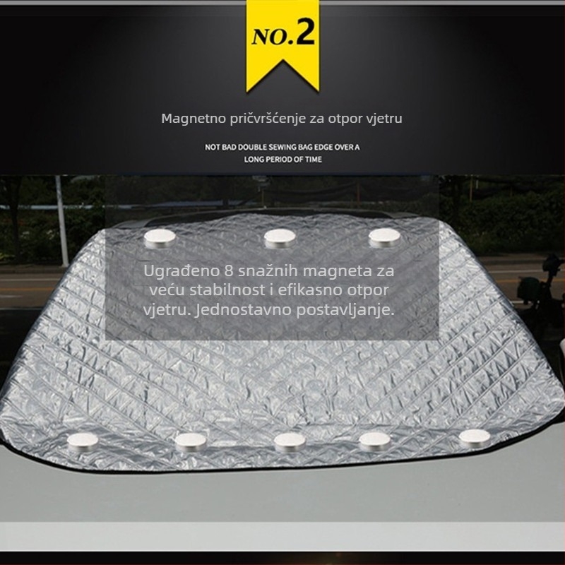 Zimska navlaka za vjetrobran automobila (Aluminijska folija; Debljina materijala; Karirani uzorak; Ugradnja kartom; Težina 360 g)