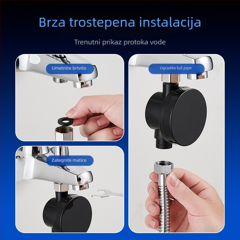 Tuš termometar s LED pametnim digitalnim zaslonom, raspon temperature 0–100 °C, za kućnu uporabu