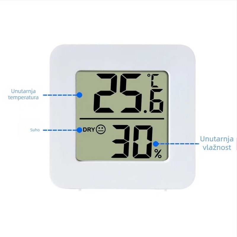 Termometar za sobu s digitalnim zaslonom, minimalistički dizajn, rezolucija temperature 0,1°C, kutija 600 komada, mogućnost prilagođavanja