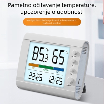 Inteligentni elektronički termometar i higrometar za unutarnji prostor, kućni višenamjenski budilnik s vremenom i datumom