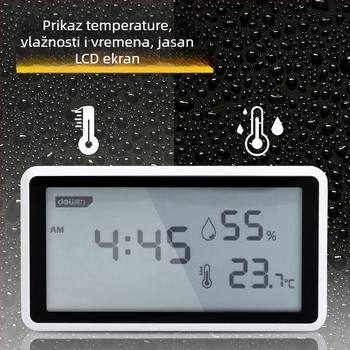 Deli unutarnji termometar i higrometar s velikim zaslonom, visoka preciznost sata za dječju sobu