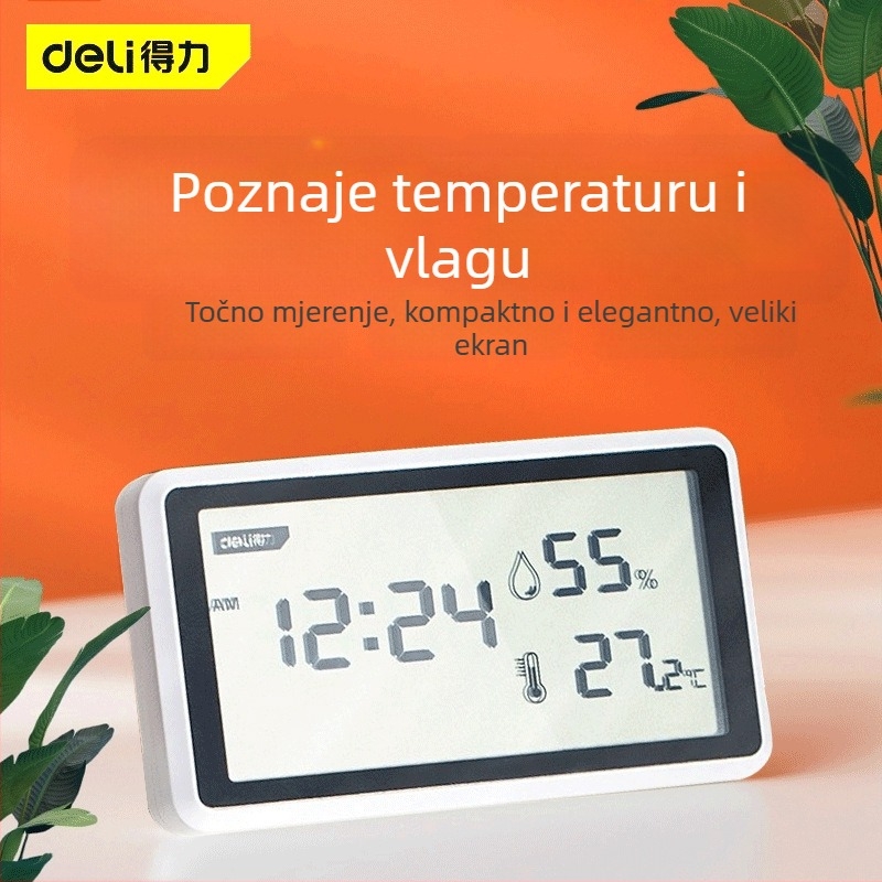 Deli unutarnji termometar i higrometar s velikim zaslonom, visoka preciznost sata za dječju sobu