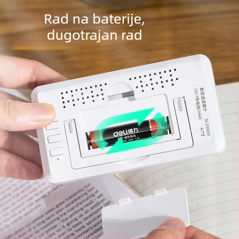 Deli unutarnji termometar i higrometar s velikim zaslonom, visoka preciznost sata za dječju sobu