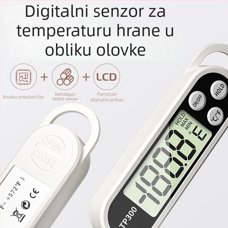 Termometar za hranu s elektroničkom sondom za mjerenje temperature vode i ulja