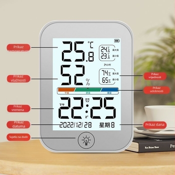 Digitalni unutarnji higrometar za dječju sobu – visoka preciznost mjerenja temperature i vlage