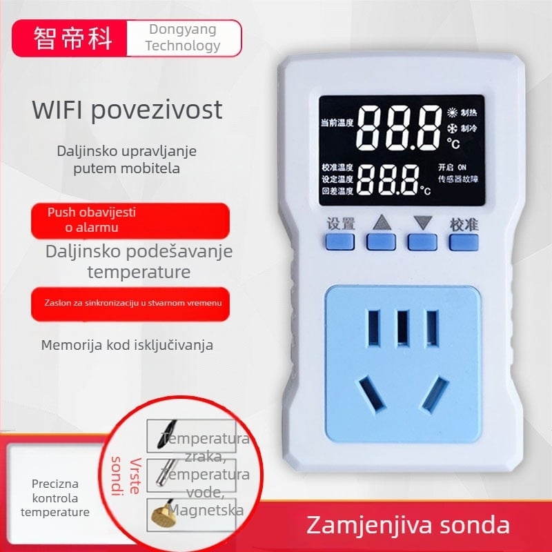 Pametni Wi‑Fi termostat s daljinskim upravljanjem temperature i digitalnim zaslonom za inkubatore, podno grijanje i akvarije