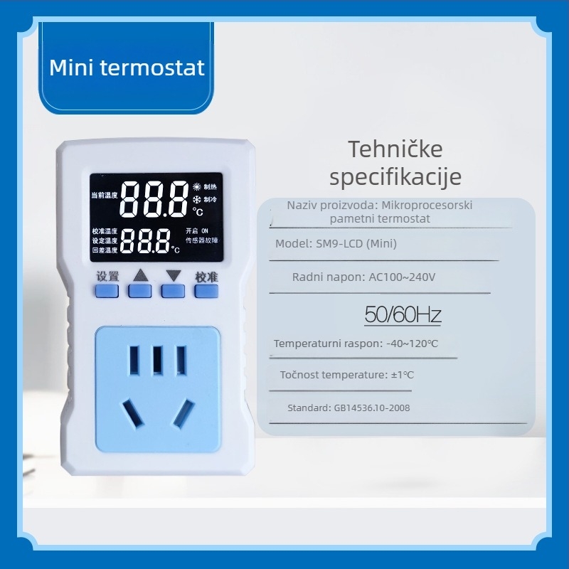 Pametni Wi‑Fi termostat s daljinskim upravljanjem temperature i digitalnim zaslonom za inkubatore, podno grijanje i akvarije