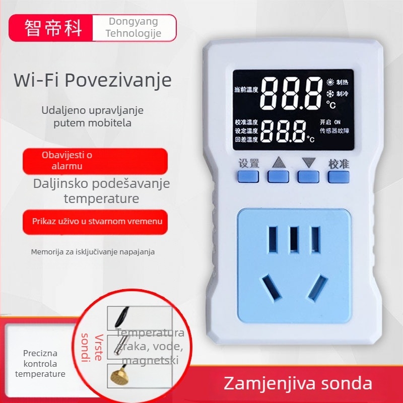 Pametni Wi‑Fi termostat s daljinskim upravljanjem temperature i digitalnim zaslonom za inkubatore, podno grijanje i akvarije