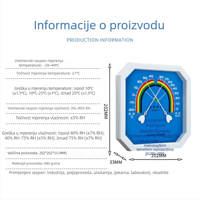 GJWS-A1 Mjerenje temperature i vlage — Visoka preciznost, unutarnji s velikim zaslonom, za industrijsku radionicu i laboratorij