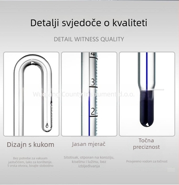 Stakleni termometar za vodu u akvariju, zidni termometar s kukom, model sr-ggwdj, Shengrui, raspon mjerenja 0–40°C