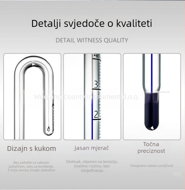 Stakleni termometar za vodu u akvariju, zidni termometar s kukom, model sr-ggwdj, Shengrui, raspon mjerenja 0–40°C