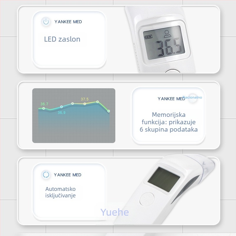 Infracrveni termometar za čelo HS-9802D, ručni, za djecu i dojenčad, brz i precizan