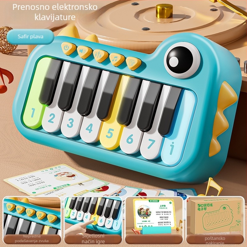 Elektronički dječji mini-piano igračka s klavijaturom; plastična konstrukcija; pakiranje u šarenoj kutiji; poticanje emocionalnog, vizualnog i kognitivnog razvoja