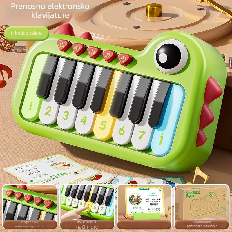 Elektronički dječji mini-piano igračka s klavijaturom; plastična konstrukcija; pakiranje u šarenoj kutiji; poticanje emocionalnog, vizualnog i kognitivnog razvoja