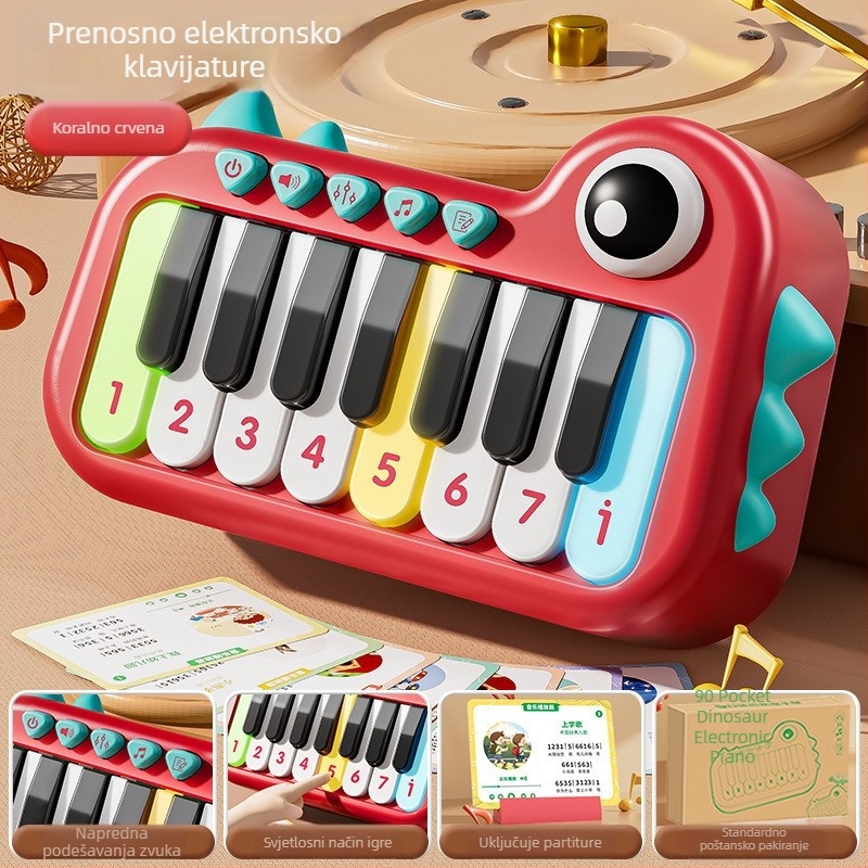 Elektronički dječji mini-piano igračka s klavijaturom; plastična konstrukcija; pakiranje u šarenoj kutiji; poticanje emocionalnog, vizualnog i kognitivnog razvoja