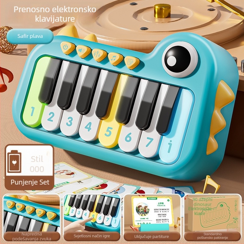 Elektronički dječji mini-piano igračka s klavijaturom; plastična konstrukcija; pakiranje u šarenoj kutiji; poticanje emocionalnog, vizualnog i kognitivnog razvoja