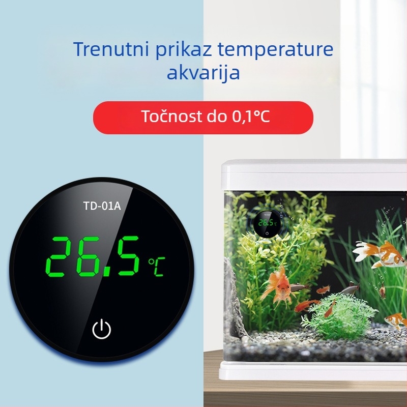 Vanjski LCD termometar za akvarij, visoko precizan elektronički termometar s funkcijom jednog gumba za konverziju