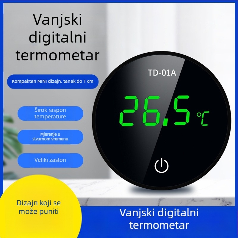 Vanjski LCD termometar za akvarij, visoko precizan elektronički termometar s funkcijom jednog gumba za konverziju