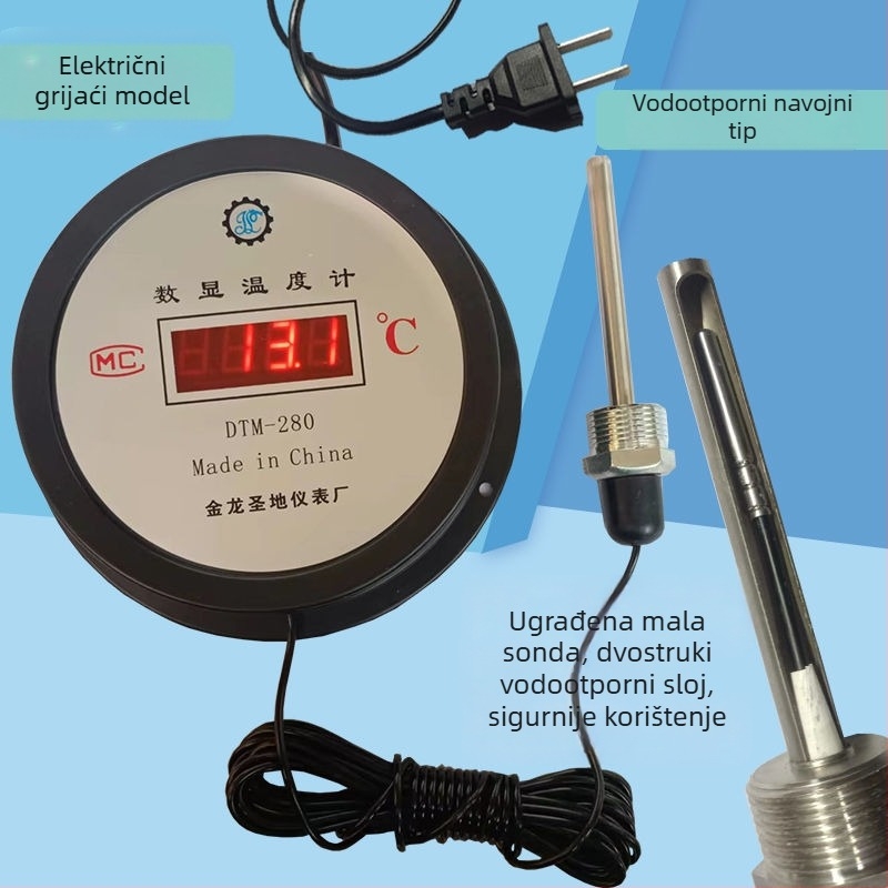 Digitalni termometar sa sondom za uzgoj riba, skladištenje u hladnjaku i industrijsko mjerenje temperature vode, pogodan za ribnjake i staklenike, visoka preciznost