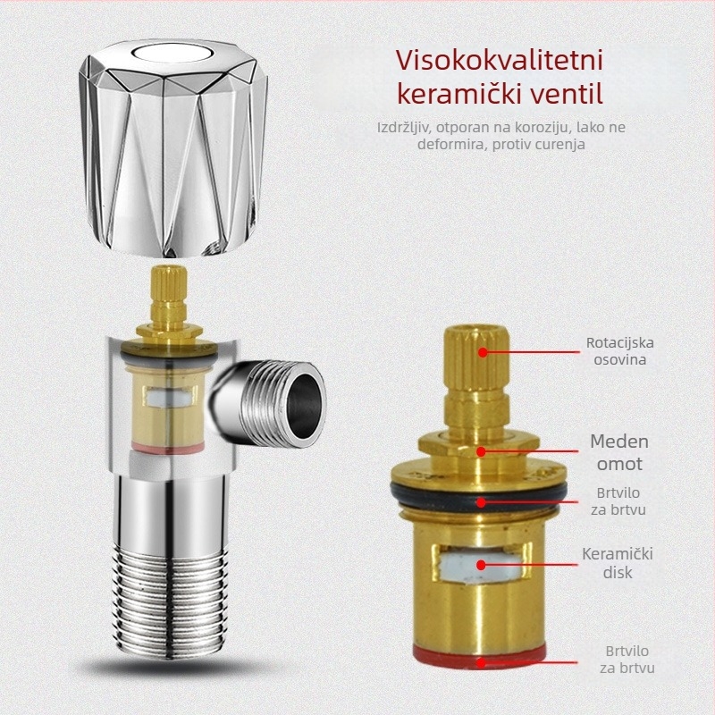 Trokutni ventil - 304 nehrđajući čelik; navojno povezivanje; 0,15 MPa; 15 mm