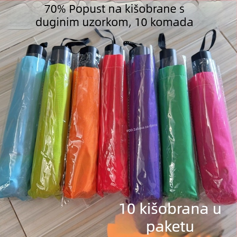 Kišobran s tri dijelovima, TPE materijal tkanine, UV zaštita UPF30+, ručno otvaranje i zatvaranje, središnja šipka crno ljepilo