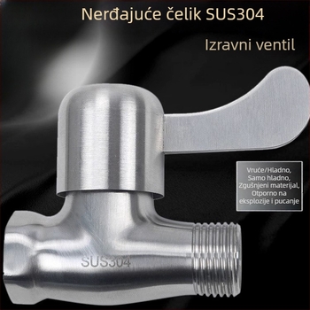 Ravni ventil od nehrđajućeg čelika 304, ugrađen u zid, za cijevi, radni tlak 0–1.6 MPa