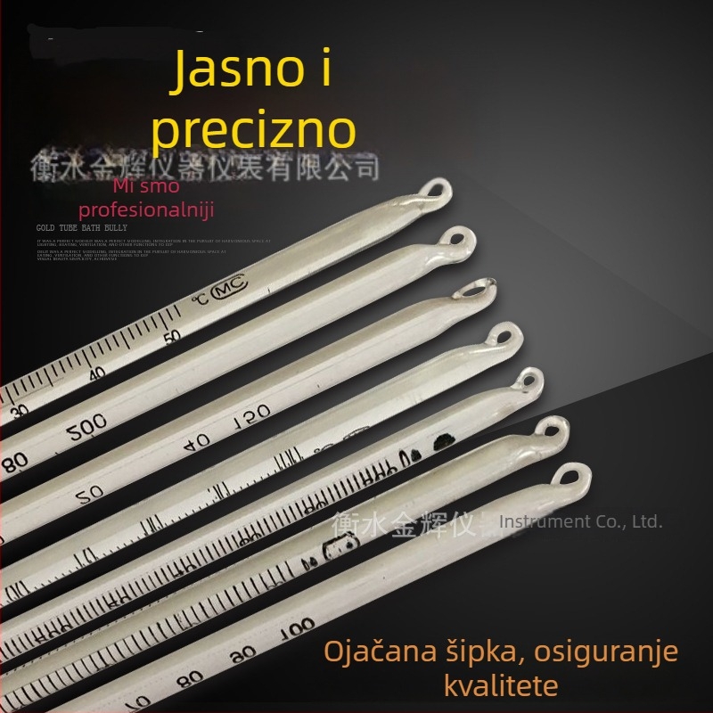 Stakleni termometar s štapićem za laboratorijsku upotrebu, raspon 0–100 °C, rezolucija 1 °C, 1000 komada u kutiji