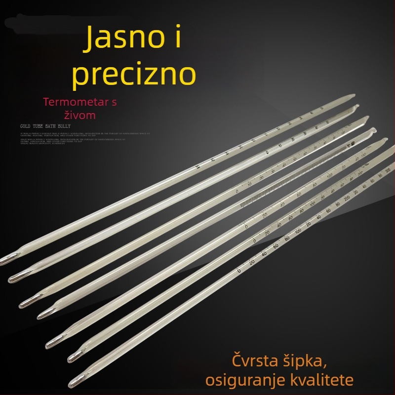 Stakleni termometar s štapićem za laboratorijsku upotrebu, raspon 0–100 °C, rezolucija 1 °C, 1000 komada u kutiji
