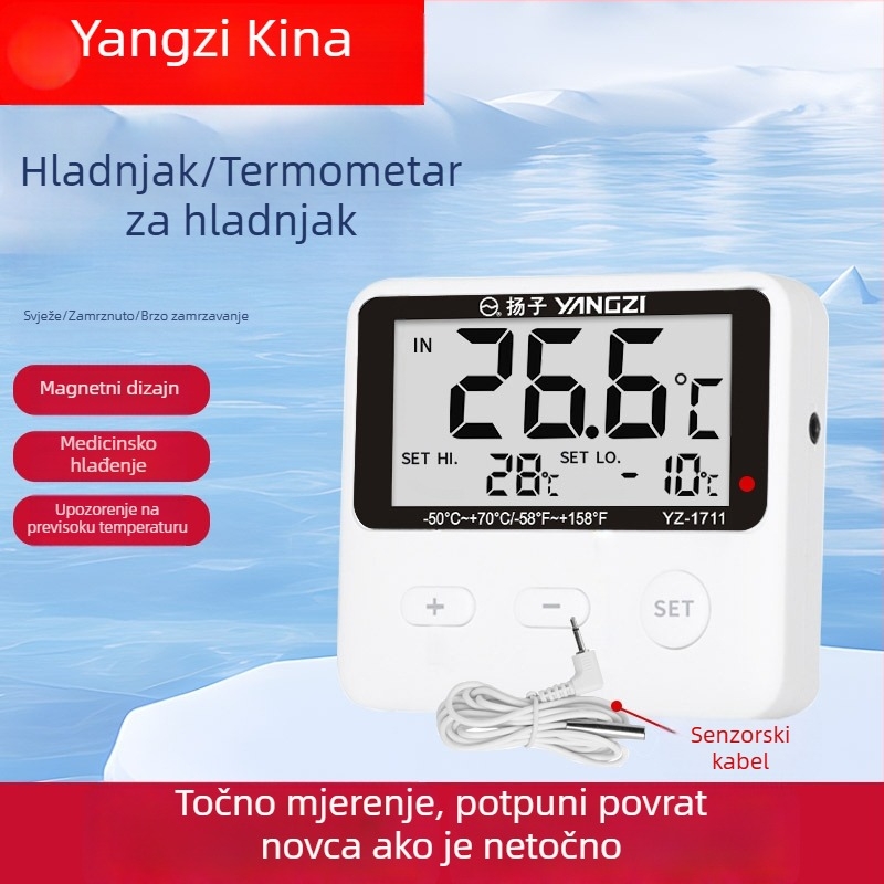 Digitalni termometar za hladnjak sa sondom, namijenjen medicinskoj primjeni, skladištenje uz hladnjak i čuvanje uzoraka