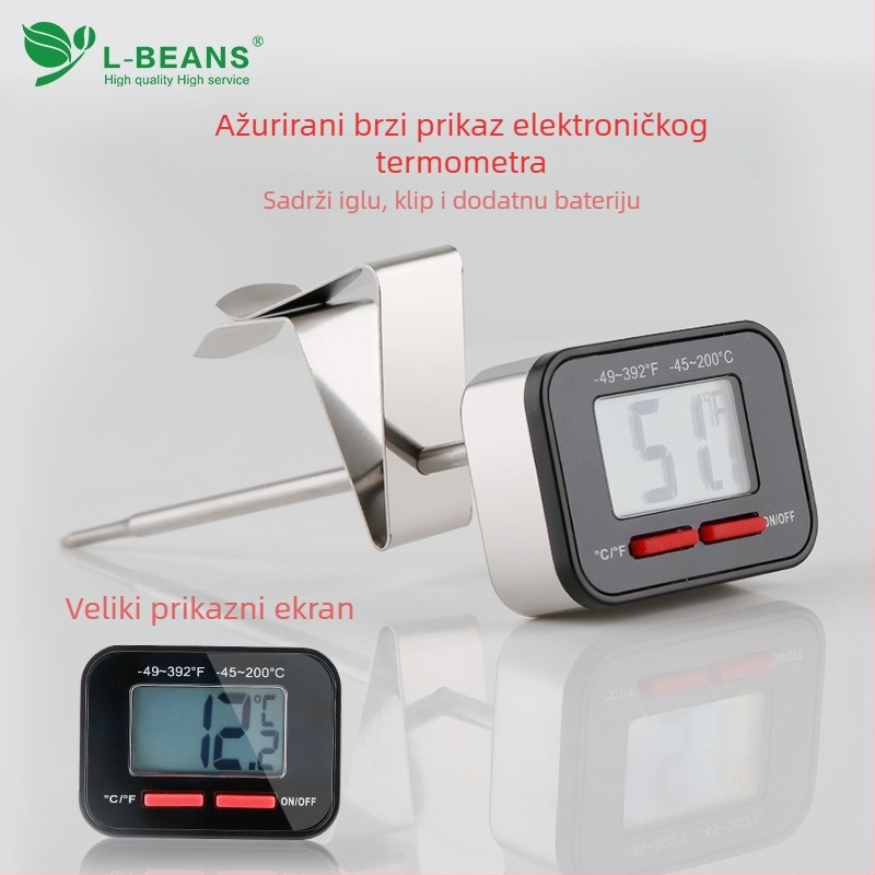 L-BEANS Termometar za hranu za kavu i mlijeko čaj — Digitalni elektronički termometar s brzim zaslonom, rezolucija 1 mV