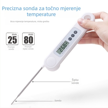 Sonda termometar za hranu s visokopreciznim digitalnim zaslonom, mjeri temperaturu ulja i vode, za pečenje i kućnu kuhinju