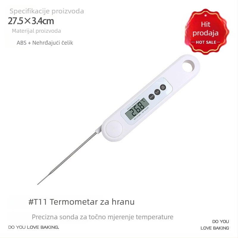 Sonda termometar za hranu s visokopreciznim digitalnim zaslonom, mjeri temperaturu ulja i vode, za pečenje i kućnu kuhinju