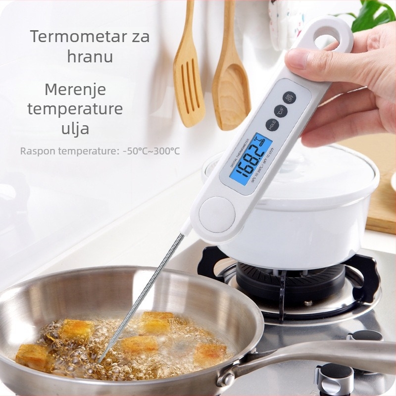 Sonda termometar za hranu s visokopreciznim digitalnim zaslonom, mjeri temperaturu ulja i vode, za pečenje i kućnu kuhinju