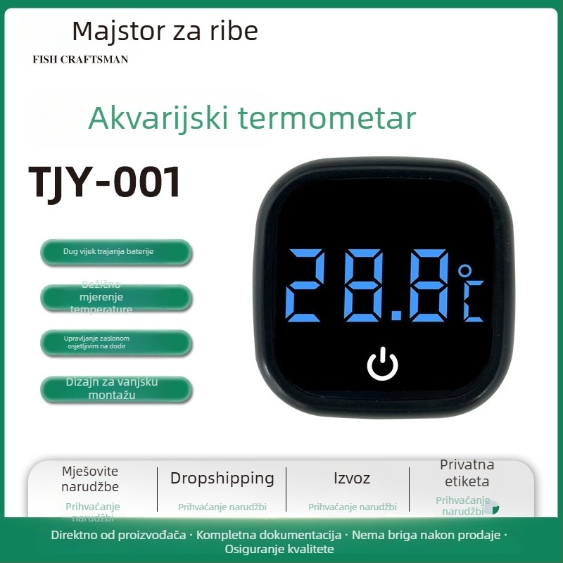 Vanjski digitalni termometar za akvarij i terarij za kornjače – kompaktni vodeni termometar