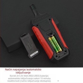 TA620A ručni higrometar za unutarnju upotrebu – industrijske razine preciznosti; raspon -20 do 60 °C; greška mjerenja temperature ±1,5%, vlage ±1,5%; rezolucija 0,01; napajanje 2×AAA