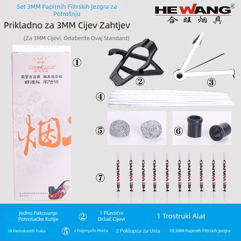 Hewang Set filtra za cijevi s aktivnim ugljenom, trostrani alat i držač cijevi